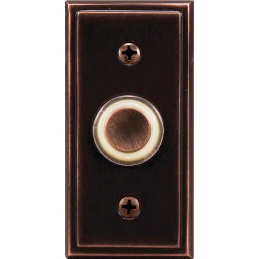 Heath Zenith Wired Oil Rubbed Bronze Metal Body LED Lighted Doorbell Push-Button